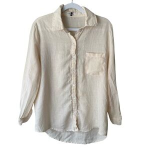 Lap Standard Women's Cream Button Down Shirt Size F or M